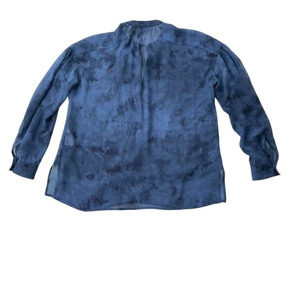 Vince SIZE XS Oversized Fog Blue 100% Silk Washable Sheer Tunic Blouse - Picture 10 of 10